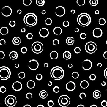 Black and white seamless pattern with hand painted circular rings and abstract イラスト素材