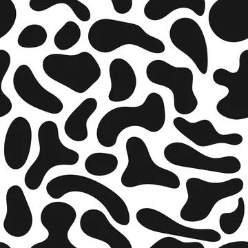 Black and white seamless pattern with irregular cow and dalmatian spots. Perf Stock Illustration