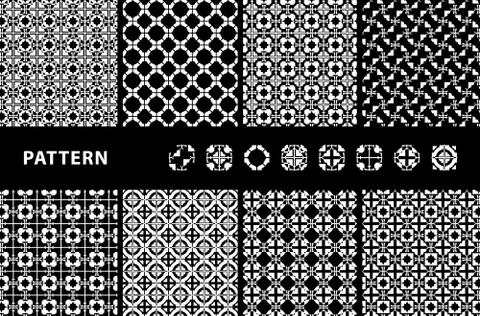 Black and White Seamless Patterns Stock Illustration