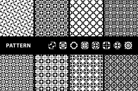 Black and White Seamless Patterns Stock Illustration