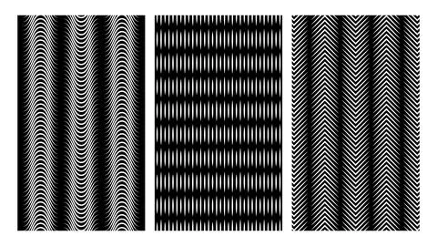 Black and White Seamless Patterns with Optical Illusion Effect Stock Illustration