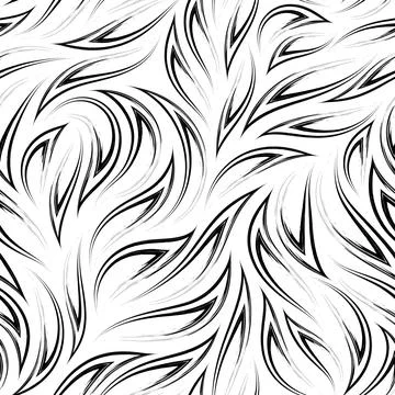 Black and white seamless vector pattern. Stylized flames. Abstract texture from Stock Illustration