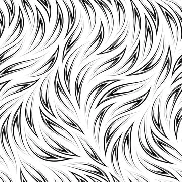 Black and white seamless vector pattern.Stylized flames or fire. Abstract Stock Illustration