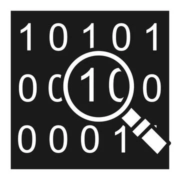 Black and white search in binary code. Illustrazione stock