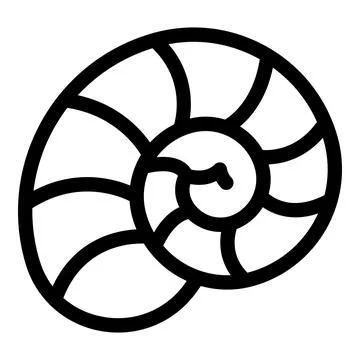 Black and white seashell, drawn in a simple line art style Stock Illustration