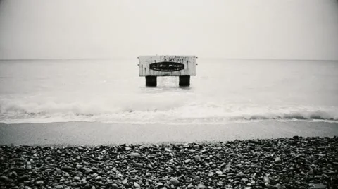 Black and white seashore in Nice, France Video stock 61566481