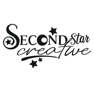 Black and White "Second Star Creative" Lettering Vector Illustration Stock Illustration