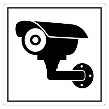 Black and White Security Camera Icon for Surveillance System and Safety Mea.. Illustrazione stock