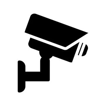 Black and White Security Camera Icon on a Plain Background for Safety Themes Stock Illustration