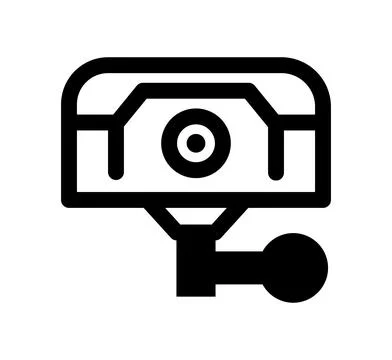 Black and White Security Camera Icon Isolated on White Background Stock Illustration