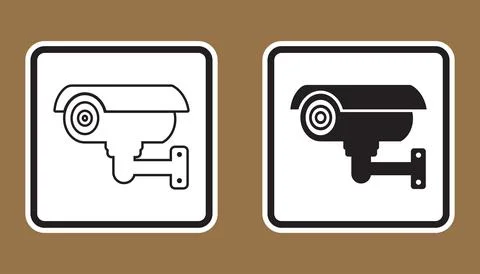 Black and White Security Camera Symbols for Surveillance Signage Stock Illustration