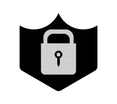 Black and white security icon with vector Stock Illustration