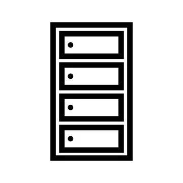 Black and white server rack icon isolated on transparent background Stock Illustration