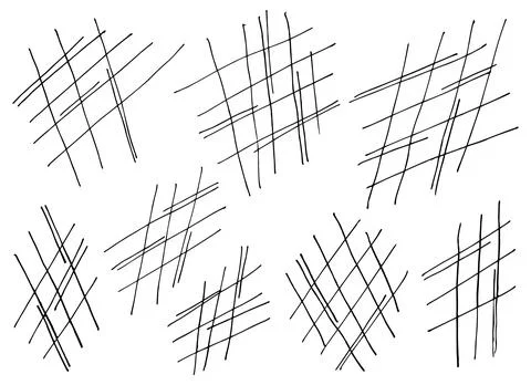 Black and white set of hand-drawn grids イラスト素材
