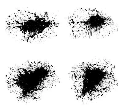 Black and white set of scribble stains, brush stroke bundle, grunge splatte 스톡 일러스트