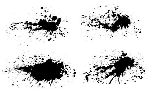 Black and white set of scribble stains, brush stroke bundle, grunge splatte イラスト素材