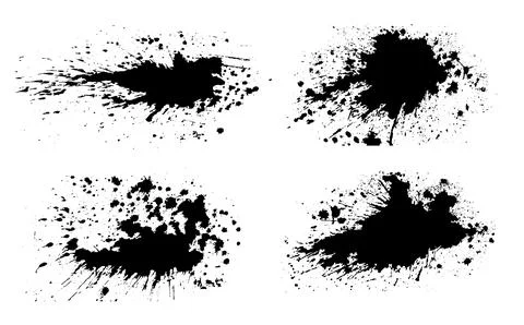 Black and white set of scribble stains, brush stroke bundle, grunge splatte Stockillustratie