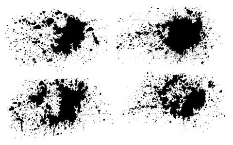 Black and white set of scribble stains, brush stroke bundle, grunge splatte Stock Illustration