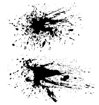 Black and white set of scribble stains, brush stroke bundle, grunge splatte Stock Illustration
