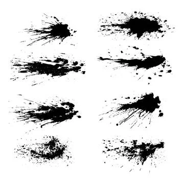 Black and white set of scribble stains, brush stroke bundle, grunge splatte 库存插图