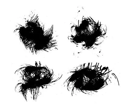 Black and white set of scribble stains, brush stroke bundle, grunge splatte イラスト素材