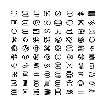 Black and white set of various symbols and signs isolated on white backgrou.. 스톡 일러스트