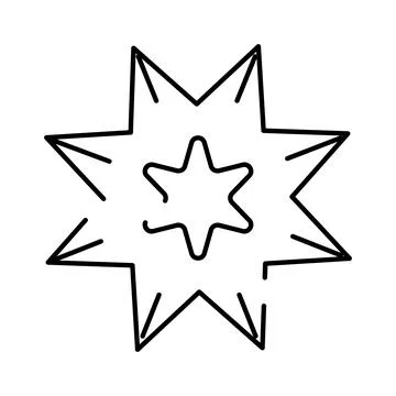 Black and white seven pointed star symbol Stock Illustration