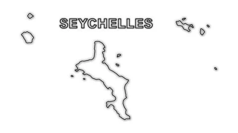 Black and White Seychelles Map Outline Minimalist Monochrome Illustration Stock Illustration