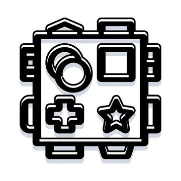 Black and white shape sorter box icon Stockillustratie