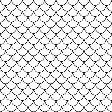 Black and White Shell Tiles Pattern Repeat Background Stock Illustration