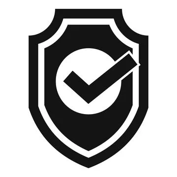 Black and white shield with check mark showing security and protection 库存插图