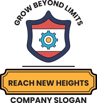 Black and white shield design with gear symbol Stock Illustration