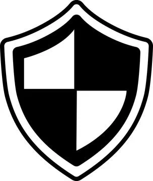 Black and White Shield Icon Vector Design Stock Illustration