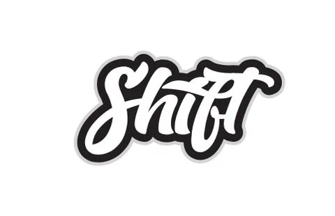 Black and white shift hand written word text for typography logo design Illustrazione stock