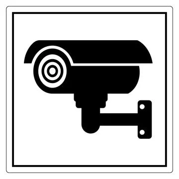 Black and White Sign of Security Camera Symbol on White Background for Surv.. Stock Illustration