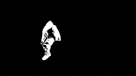 Black and white silhouette of breakdancer dancing Stock Footage 265960031