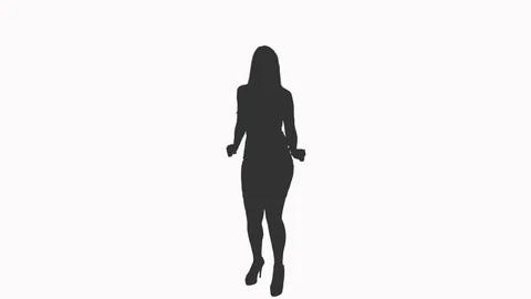 Black and white silhouette of a dancing woman, alpha channel Stock Footage