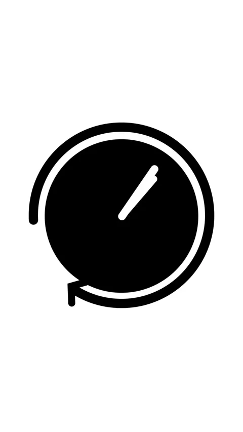 Black and white simple clock icon with hands on white background animation .. Stock Footage 344732684