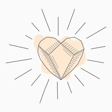 Black and white simple line art symbol of diamond with rays around 스톡 일러스트