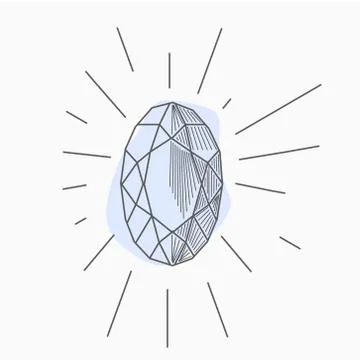 Black and white simple line art symbol of diamond with rays around イラスト素材