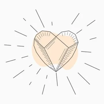 Black and white simple line art symbol of diamond with rays around イラスト素材