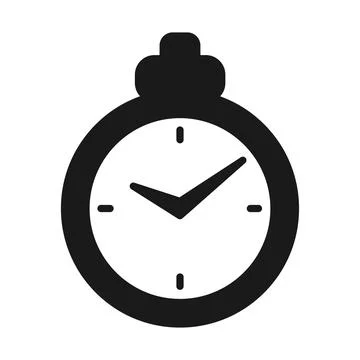 Black and white simple mechanical stopwatch icon Stock Illustration