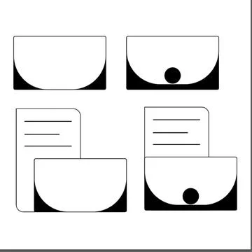 Black and white simple message icon set for business and entertainment use Stock Illustration