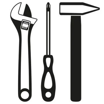 Black and white simple toolkit silhouette set Stock Illustration