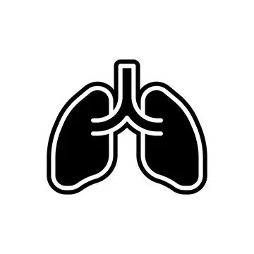 Black and White Simplistic Illustration of Human Lungs in Minimalist Style Stock Illustration