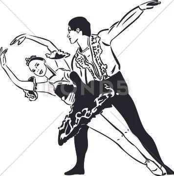 Black and white sketch ballet dancing couples Stock Illustration