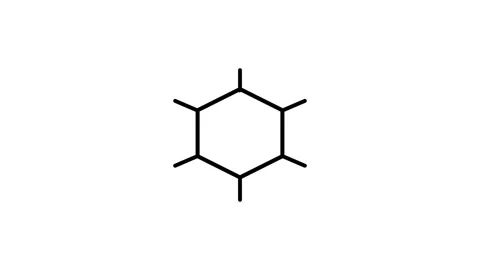 Black and white sketch of a molecule, illustrating the arrangement of atoms.. Stock Footage 332853502