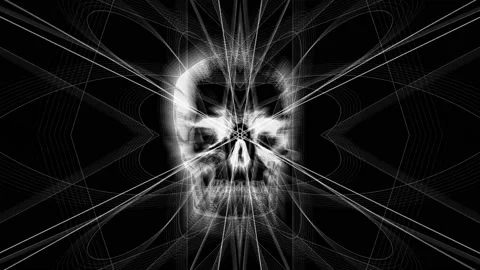 Black and white skull glitch motion visuals 스톡 동영상 192547955