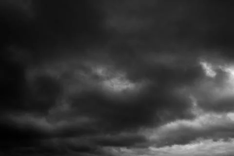Black and white sky. Dramatic clouds. Horror. Background, banner. Horror, exp Stock Photos