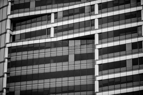 Black and white skyscraper wall surface close up Stock Photos
